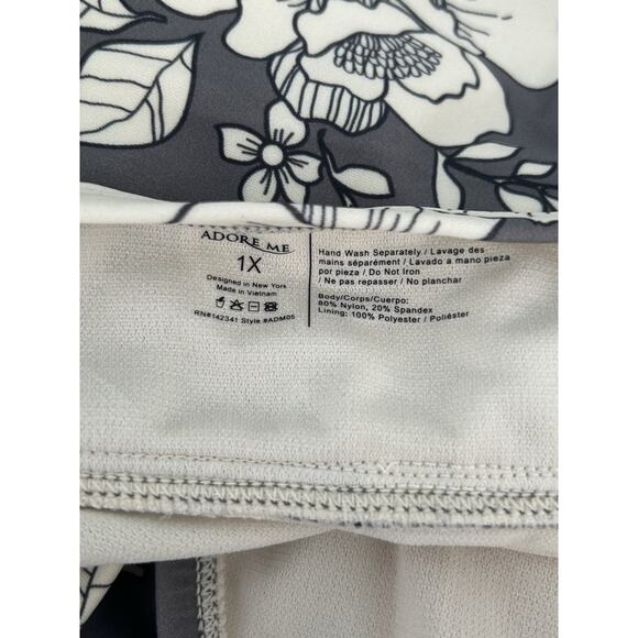 Adore Me Size 1X One piece Bathing Swim Suit Gray Floral Halter Lined Bra NWT - Picture 9 of 11